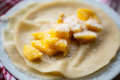 glutenfreie Pfannkuchen mit Mango