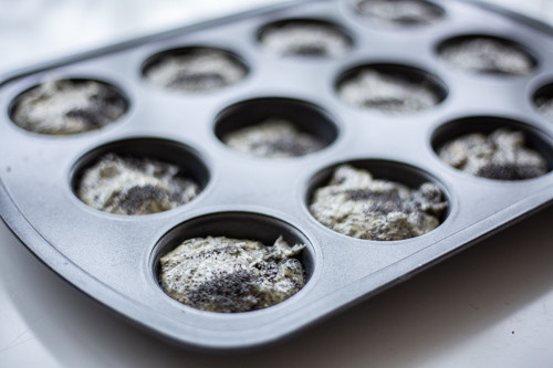 Pampered Chef Mohn-Muffins Teig in Muffinform Deluxe