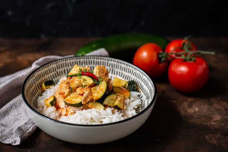 Thermomix Chicken-Tikka-Masala angerichtet