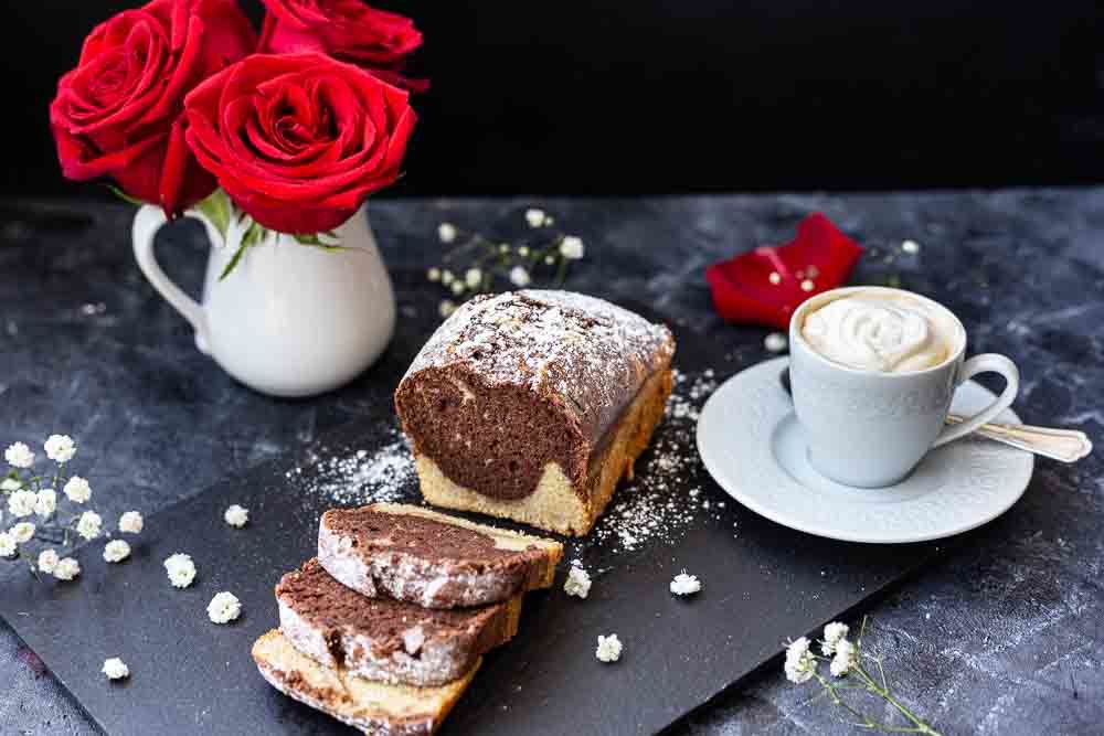 Pampered Chef veganer Marmorkuchen angeschnitten von vorne